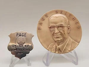 House Of Representatives Page Belcher Oklahoma Bronze Coin & Personal Pin Back - Picture 1 of 13