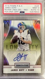Low Pop Panini R & S Jared Goff Stars RC Rookie Auto RED /25 PSA 9 MINT 10 Rams - Picture 1 of 2