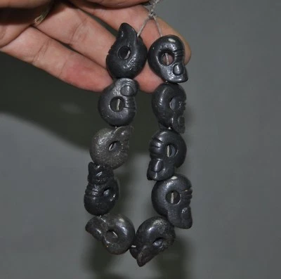 4" Chino Hongshan Cultura Meteorito Hierro Cerdo Dragón Amuleto Pulsera Cadena de Mano Foto 1 de 4