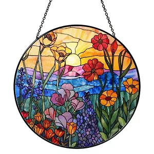 Wildflowers Stained Glass Suncatcher Handmade Floral Window Hanging Decor - Picture 1 of 6