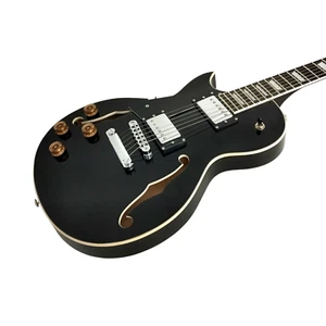 Haze Left Handed E239BKLH Semi-Hollow Onyx Black HLP Electric Guitar - Picture 1 of 13