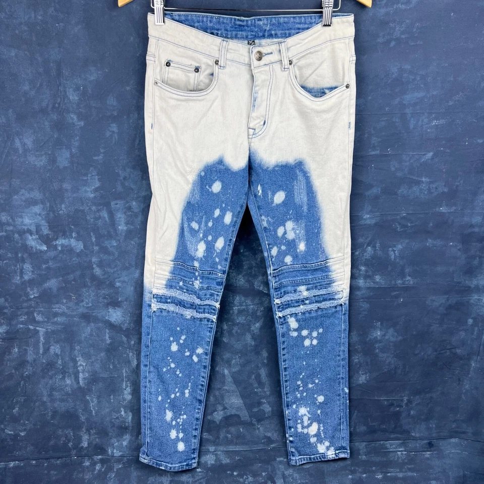 Pantalones de mezclilla Y&R Young Reckless para hombre 30x30 azul blanqueado excelente estado (7041) Foto 1 de 4