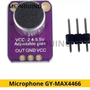 Microphone GY-MAX4466 Capteur déroutement avec Gain réglable Arduino MONDUINO - Imagen 1 de 3