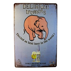 3XTin Sign DELIRIUE TREMENS BEER Sprint Drink Bar Whisky Rustic Look - Picture 1 of 1