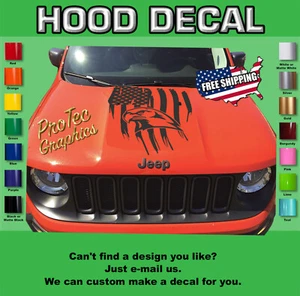 Hood Decal Fits Jeep Renegade Blackout (Eagle Flag) Ren-11 - Picture 1 of 4