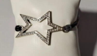 Brazalete Brighton STARRY NIGHT UBER STAR 2 hebras cordón negro plata cristal nuevo sin etiquetas Foto 1 de 4