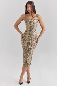 House of CB 'Gracie' Midikleid Schlangenledermuster veganes Leder L 12/14 3699 - Bild 1 von 11