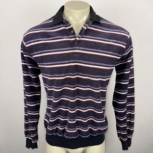 Vtg Towncraft Velour Shirt Mens Large Tall Disco Striped Terry Cloth Mod 70s 80s - Picture 1 of 13