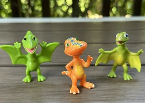 3 PBS Kids Dinosaur Train Toy Figure Tiny Don Pteranodon Buddy TRex 2" 2010 Used - Picture 1 of 10