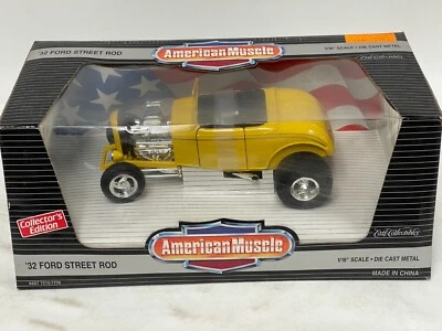 1/18 ERTL American Muscle 1932 Ford Street Rod Giallo JD381 - Immagine 1 di 4