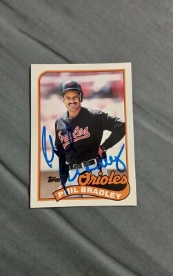 PHIL BRADLEY 1989 Topps Traded # 13T autographed signed card ORIOLES 89 AUTO - Image 1 of 3