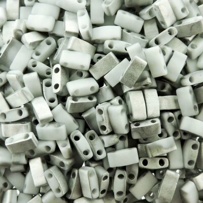 Miyuki Half Tila Beads 2-Hole Rectangle  2.3 x 5mm 7.8GM Labrador Mat MBHT-4558 - Image 1 of 3