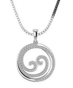 Circle Pendant Necklace Natural Diamond SI1 G 0.55 Carat 14K White Yellow Gold - Picture 1 of 12