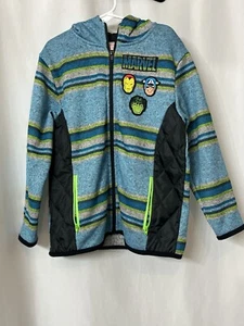 Marvel Superheroes Hooded Zip-Up Jacket Size 7 Hulk Iron Man Avengers (B40) - Picture 1 of 3