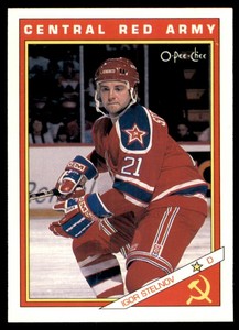 1991-92 O-Pee-Chee Sharks & Russians Inserts Igor Stelnov CSKA Moscow #26R