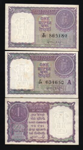 India 1 Rupee P74 a & b 1951 Coin Unc Set World Paper Money Bill 2 Pcs Bank Note