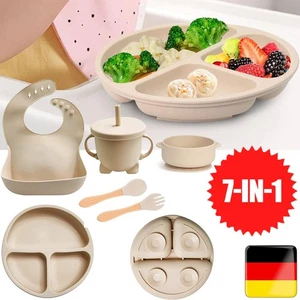 Baby Geschirr Set Kindergeschirr Set 7 Stück mit Saugnapf Lernen Besteck Set - Bild 1 von 13