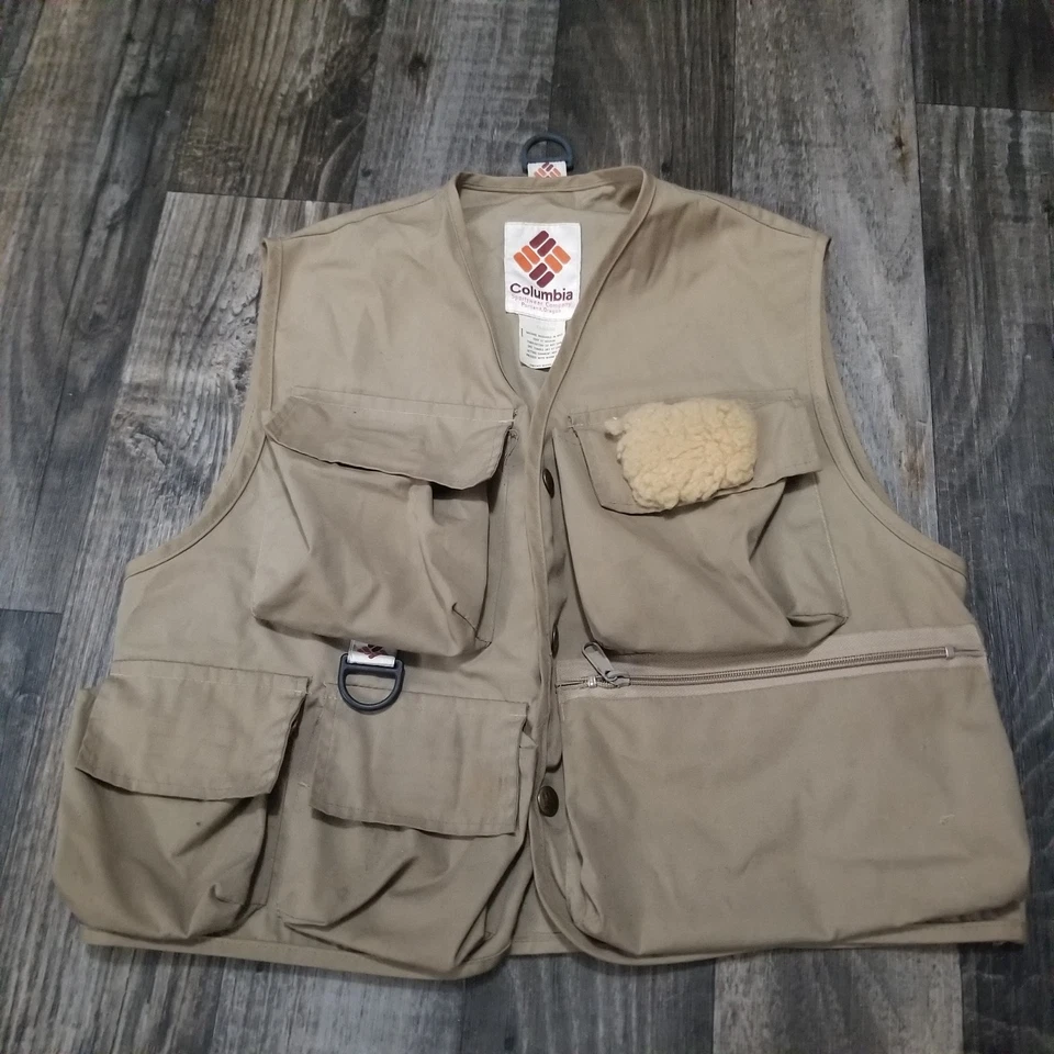 Colete de pesca com mosca vintage Columbia masculino marrom multi carga caça safári XX-pequeno - Imagem 1 de 4
