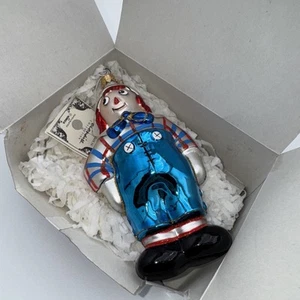 Polonaise-Raggedy Andy-Glass Christmas Ornament-Kurt Adler-vintage Poland - Picture 1 of 11