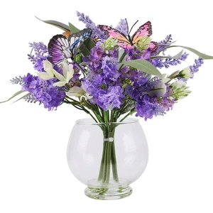 Artificial Lavender Bouquet with Vase, Purple Artificial Flowers for Table Ce... - Picture 1 of 8