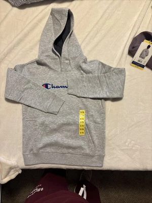 Champion Hoodie Sweatshirt Pullover Gray Logo Casual Activewear Youth Small - Image 1 of 3