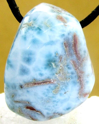 LARIMAR  XL A-Qualität  Freeform Anhänger TROMMELSTEIN  GEBOHRT Heilstein Nr.16 - Bild 1 von 2