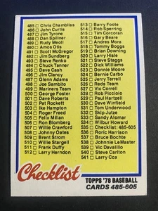 1978 Topps Baseball Unmarked Checklist Card #535 (a) - Picture 1 of 2