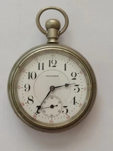 1906 Waltham Grade AT. & Co. Modell 1892 17j 18er Stahl Taschenuhr LÄUFT - Bild 1 von 5