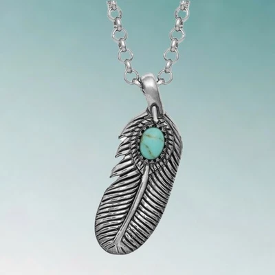 Montana Silversmiths From the Beginning 羽毛项链零售 $55 全新! — 第 1/4 张图片