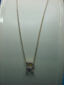 COLLANA STELRING ARGENTO 18" CON ZIRCONI DQ LETTERA "R" - CARINA! - Foto 1 di 10