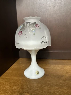 Westmoreland Fairy Lamp Glass Candle Holder 25th Anniversary Best Wishes VTG - Image 1 of 4