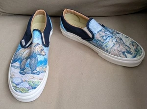 Vans Slip On Shoes Cali Tapestry Forest Bears Skate Sneakers Men's 6.5 Women 8 - Picture 1 of 9