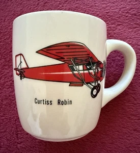 CURTISS ROBIN AIRPLANE, taza de café de cerámica, taza de aviación vintage de EE. UU. - Imagen 1 de 4
