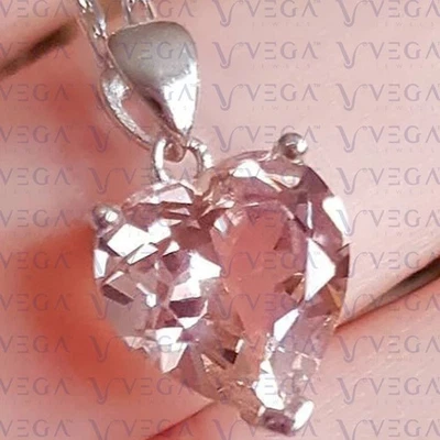 Hermoso Colgante Corazón Morganita Natural 5.00crt Chapado en Oro Blanco 18k Sin Cadena Foto 1 de 4