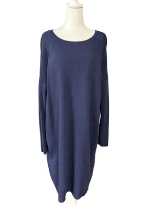 United Colors of Benetton Sweater Dress Womens Medium Navy Mohair Blend Knit - Image 1 of 4