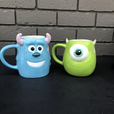 Disney Pixar - Monsters Inc Mike & Sulley Hand Painted Ceramic 3D Figural Mugs - Image 1 of 4
