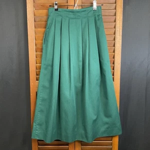 Vintage Lands End elastische Taille Pull-On Midirock bescheiden Taschen Größe 8 grün - Bild 1 von 8
