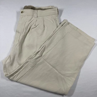 Tommy Bahama Silk Pants Mens 38x26 Khaki Pleated Beige Comfort Business - Image 1 of 4