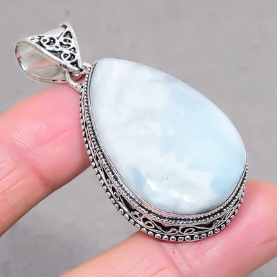 Colgante caribeño Larimar forma pera piedras preciosas regalo joyería vintage 2,3" SR 3398 Foto 1 de 4