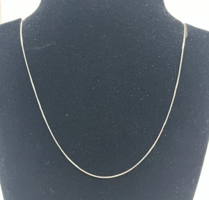 Box Chain Necklace Solid 14k White Gold 18" 0.5mm Made in Italy - Picture 1 of 5