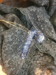 Art Glass Hand Blown Candy Cane Ornament Blue 2.25” DZ - Picture 1 of 1