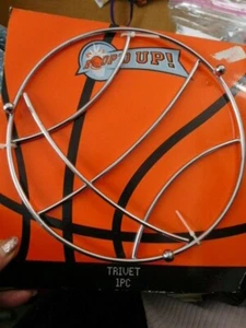 8" diameter new chrome basketball shaped trivet - Picture 1 of 3