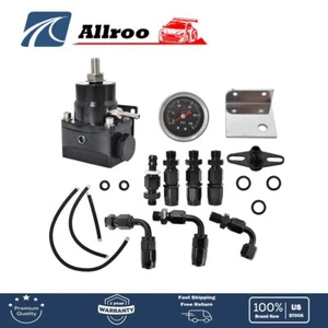 Universal Adjustable Fuel Pressure Regulator Kit 100psi Guage AN6 Fitting Black - Picture 1 of 8