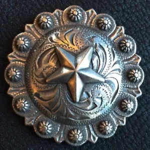 Western Horse Tack Antique Star Berry Saddle Concho 1 3/4" screw back Fast Ship - Picture 1 of 5