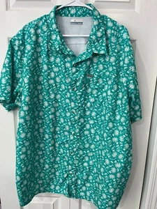 Camisa Columbia Para Hombre XXL Verde Abotonada Pesca Hawaiana Viaje Informal - Imagen 1 de 3