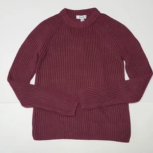 525 America Sweater Women XS Jane Shaker Stitch Raglan Sleeve Cotton Burgandy - Picture 1 of 16