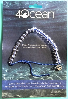 BRACELET - 4OCEAN Signature - Clear Beads - Corded - Adjustable - FAST SHIPPING - Image 1 of 4
