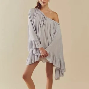 Free People Here to Stay Tunic kimono cape sleeves light Grey Oversized Size S - Picture 1 of 8
