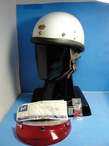Vintage Original Buco Guardian Half Motorcycle Helmet w/ Chin Strap & NOS Visor. - Picture 1 of 18