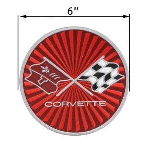 "Corvette C3 1975-76 Bandiere incrociate patch applicata auto 6" - Foto 1 di 1